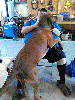 Rusty & me in the shop.gif
